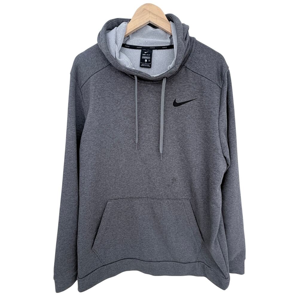 Nike Dri Fit Hoodie Mens Large Gray Pullover Sweatshirt Standard Fit